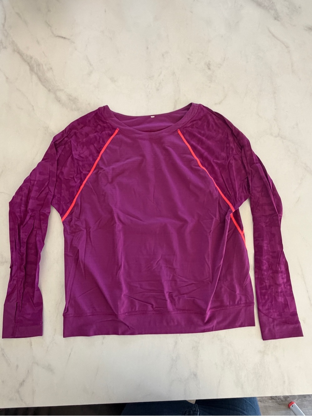 lululemon athletica Magenta Long-Sleeve Athletic Top with Coral Trim